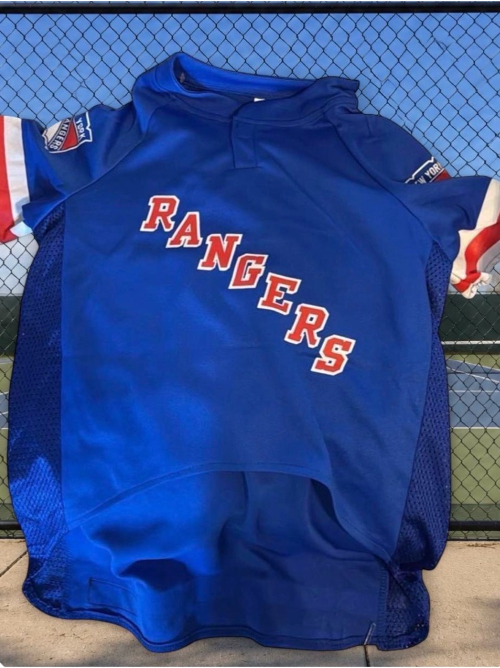NHL Blue Rangers Youth Baseball Jersey with Red & White Accents